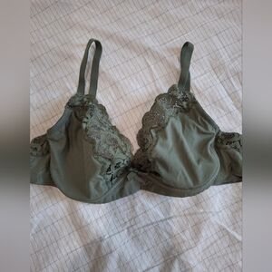 Victoria's Secret Olive Green Lace-Trim Bralette L